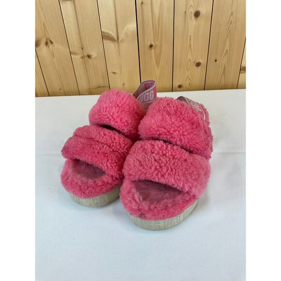 UGG Oh Fluffita Sheepskin Sandals- Pink, W 10 - Picture 3 of 5
